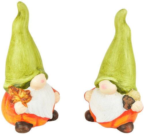 DOMMIO Elves with green ceramic hat, set of 2, 15 × 8 cm - Decoration - Main image