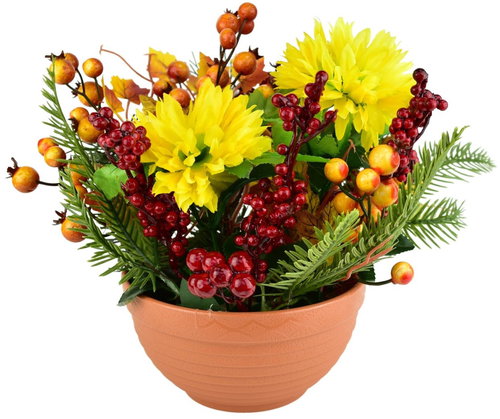 DOMMIO Autumn bowl with yellow chrysanthemums 25 × 25 cm - Decoration - Main image
