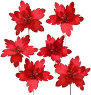 DOMMIO Poinsettia flower - textile plug, diameter 30 cm, 6 pcs, shimmering red - Christmas Ornaments