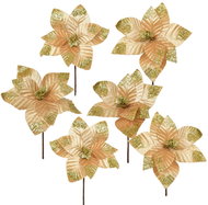 DOMMIO Poinsettia flower - textile plug, diameter 25 cm, 6 pcs, shimmering gold - Christmas Ornaments