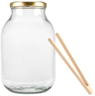 DuraHome Sklenice 3 L, pr. 100 s víčkem + kleště - Canning Jar