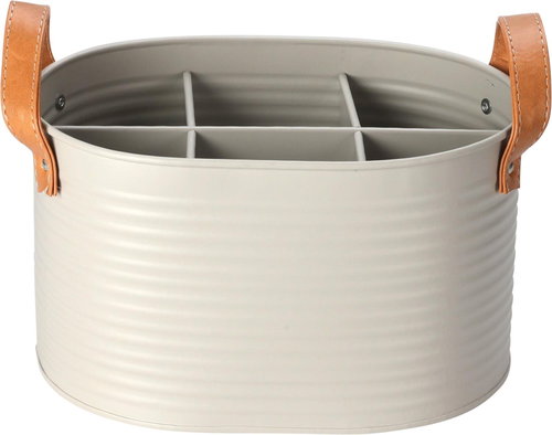 H&L Universal basket with leather handles, light grey - Cutlery Stand - Main image