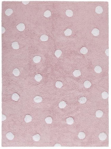 Přírodní koberec, ručně tkaný Polka Dots Pink-White 120 × 160 cm - Koberec - Main image