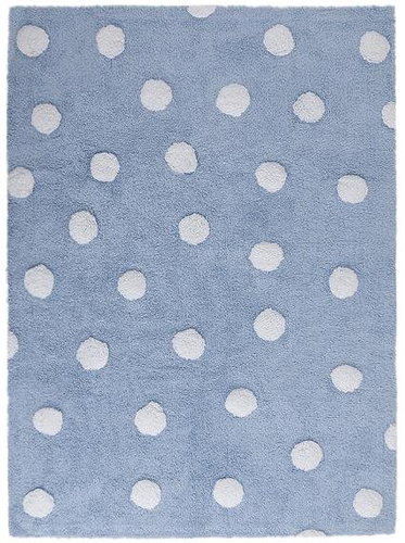 Přírodní koberec, ručně tkaný Polka Dots Blue-White 120 × 160 cm - Koberec - Main image