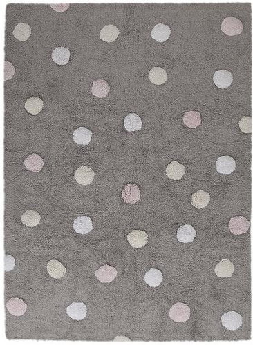 Přírodní koberec, ručně tkaný Tricolor Polka Dots Grey-Pink 120 × 160 cm - Koberec - Main image