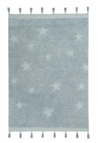 Přírodní koberec, ručně tkaný Hippy Stars Aqua Blue  120 × 175 cm - Koberec - Main image