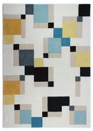 Ručně všívaný kusový koberec Illusion Abstract Blocks Blue/Ochre 160 × 230 cm - Koberec