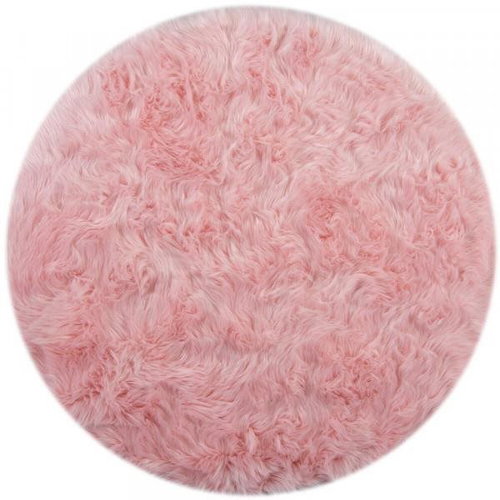 Kusový koberec Faux Fur Sheepskin Pink kruh 120 × 120 o cm - Koberec - Main image