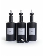 DomaLEP Sada 3 ks skleněných lahví VILO 500 ml – černá matná s nálevkou - Condiments Tray