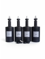 DomaLEP Sada 4 ks skleněných lahví VILO 500 ml – černá matná s nálevkou - Condiments Tray