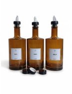 DomaLEP Sada 3 ks skleněných lahví VILO 500 ml – hnědá s nálevkou - Condiments Tray