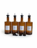 DomaLEP Sada 4 ks skleněných lahví VILO 500 ml – hnědá s nálevkou - Condiments Tray