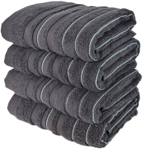 DOMMIO Stripes Set of terry towels 50 × 90 cm 4 pcs grey - Towel Set - Main image