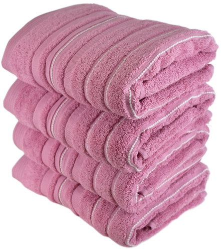 DOMMIO Stripes Set of terry towels 50 × 90 cm 4 pcs pink - Towel Set - Main image