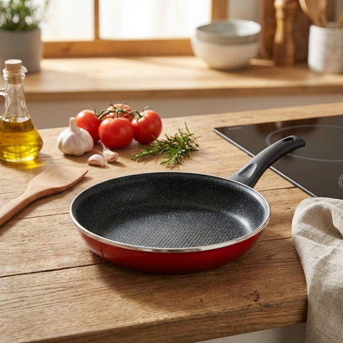 Metalac Granite induction, enamel frying pan 24 cm, red - Pan - Main image