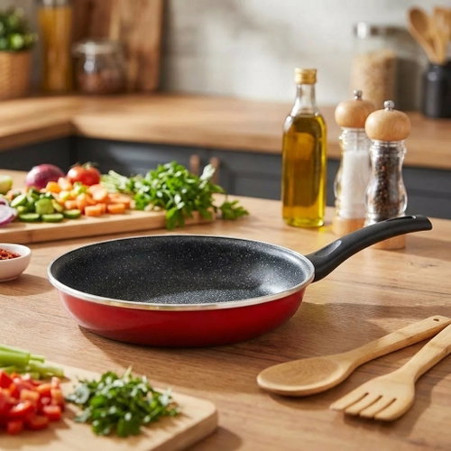 Metalac Granite induction, enamel frying pan 26 cm, red - Pan - Main image
