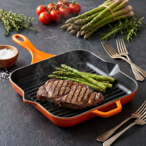 Hósse, Grill pan square, 28 × 28 cm, (HS K GTV), fluted, orange - Pan - Main image