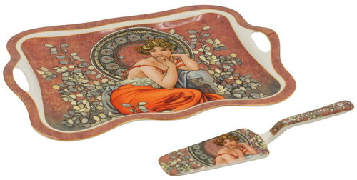 HOME ELEMENTS Cake plate 35 cm Mucha dark - Tray - Main image