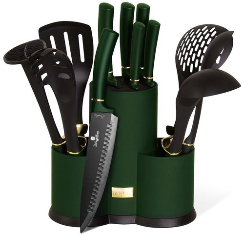 BERLINGERHAUS Set of knives and kitchen utensils in stand 12 pcs Emerald Collection - Knife Set - Main image