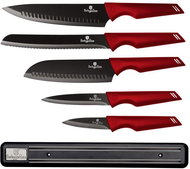 BERLINGERHAUS Knife set with magnetic holder 6 pcs Burgundy Metallic Line - Knife Set