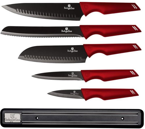 BERLINGERHAUS Knife set with magnetic holder 6 pcs Burgundy Metallic Line - Knife Set - Main image