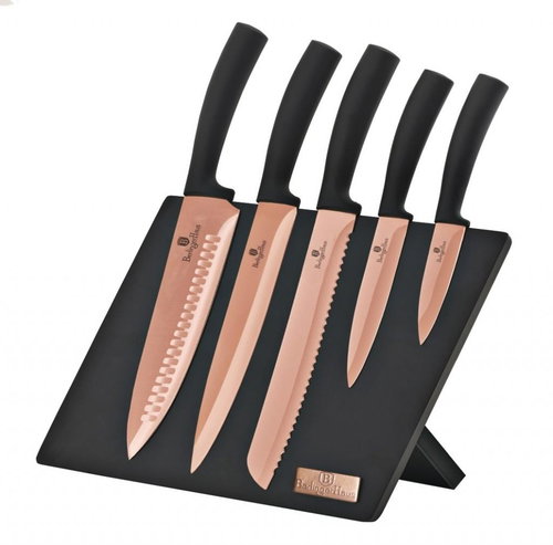 BERLINGERHAUS Set of knives with magnetic stand 6 pcs Rosegold Metallic Line - Knife Set - Main image