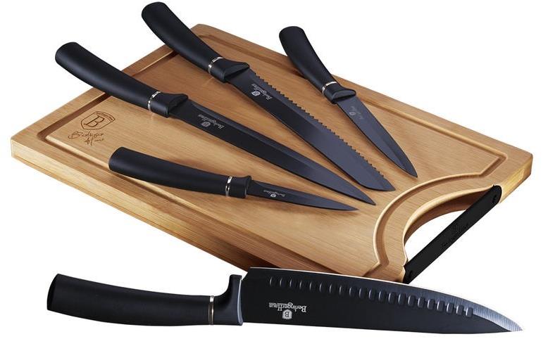 BERLINGERHAUS Black Silver Collection tapadásmentes + vágódeszka, 6 darabos szett