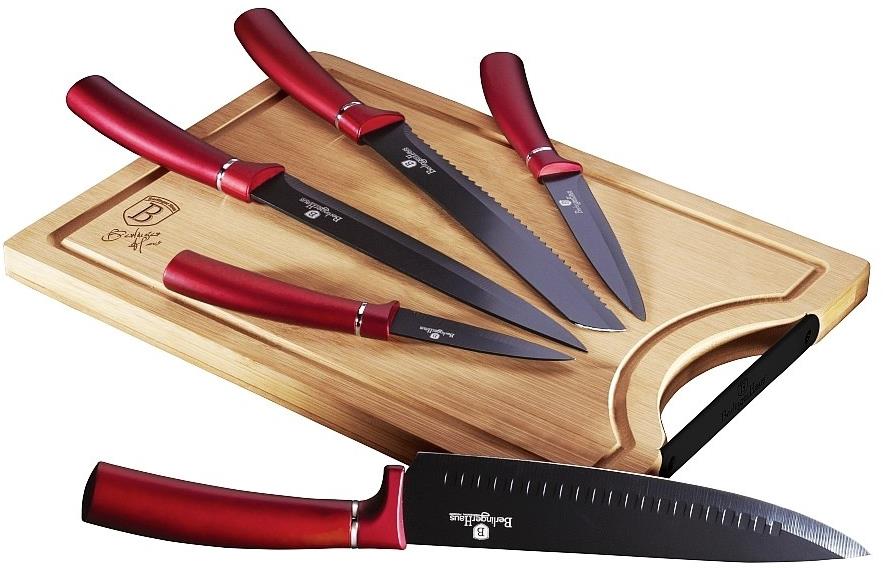 BERLINGERHAUS Burgundy Line tapadásmentes + vágódeszka, 6 darabos szett
