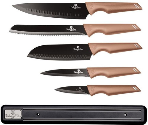 BERLINGERHAUS Non-stick knife set 6 pcs Rose Gold Edition with magnetic holder - Knife Set - Main image