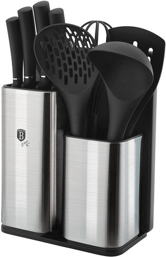 BERLINGERHAUS Knife set in stand + kitchen utensils and cutting board set 13 pcs - Knife Set - Main image