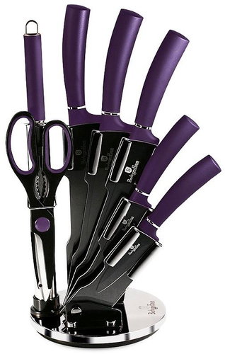 BERLINGERHAUS Set of knives in stand 8 pcs Purple Metallic Line - Knife Set - Main image