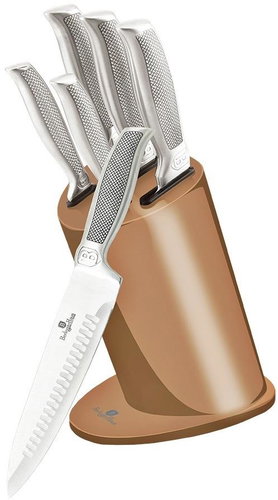 BERLINGERHAUS Set of knives in stainless steel stand Rosegold Metallic Line 6 pcs - Knife Set - Main image
