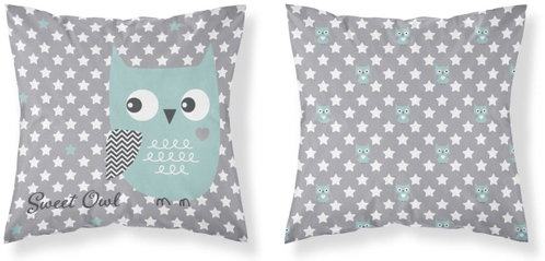 TEXTILOMANIE Baby pillowcase Owl green 40 × 40 cm - Pillowcase - Main image