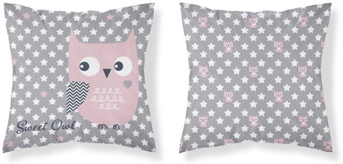 TEXTILOMANIE Baby pillowcase Owl pink 40 × 40 cm - Pillowcase - Main image