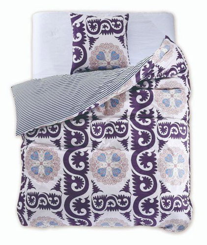 TEXTILOMANIA Cotton bed linen Diamond Walther purple - Bed Linen - Main image