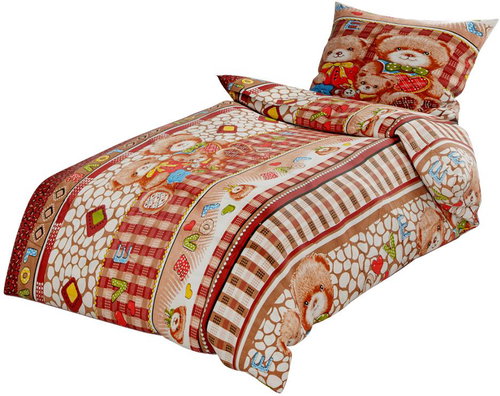 TEXTILOMANIA Cotton crib bed linen Family of the bear brown - Bed Linen - Main image