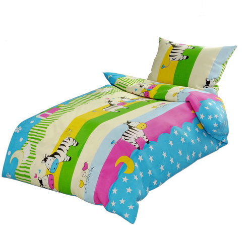 TEXTILOMANIA Cotton crib bed linen Zebras in love coloured - Bed Linen - Main image