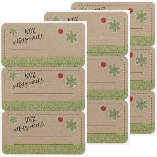 Gastro Paper Labels 100% Homemade, 9 pcs, Flowers - Preserving Accessories - Main image