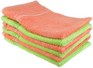 DOMMIO Bamboo hand towel set 6 pcs 30 × 50 cm, salmon/green - Towel Set