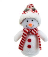 DOMMIO Vánoční dekorace - sněhulák s pletenou čepičkou a šálou, 14 cm - Vánoční dekorace