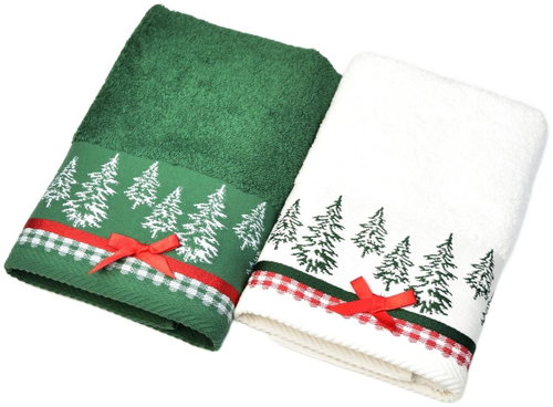 DOMMIO Christmas towels with bow 2 pcs set - 50 × 90 cm - Towel Set - Main image