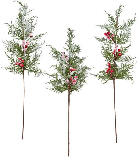 DOMMIO Snow-covered branch of yew 75 cm, set of 3 - Artificial Flower - Main image