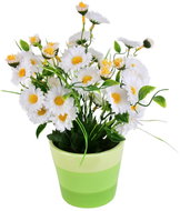 DOMMIO Daisies white 34 flowers in ceramic pot 30 × 25 cm - Artificial Flower