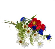 DOMMIO White Daisy bouquet with poppy 70 cm - Artificial Flower