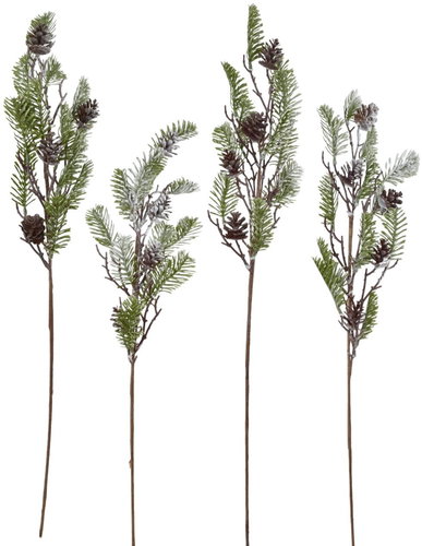 DOMMIO Spruce branch with pine cones with rhizome 70 cm, set of 4 - Artificial Flower - Main image