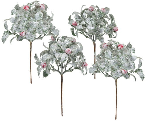 DOMMIO Green shrub with red berries with rhizome 25 cm, set of 4 - Artificial Flower - Main image