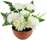 DOMMIO Autumn bowl with chrysanthemums and ferns 25 × 24 cm, cream - Decoration