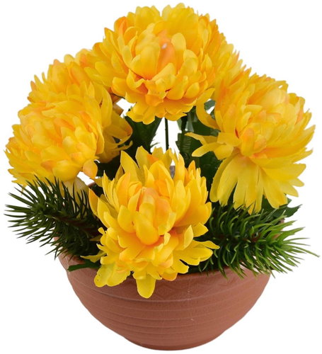 DOMMIO Autumn bowl with chrysanthemums 22 × 19 cm, yellow - Decoration - Main image