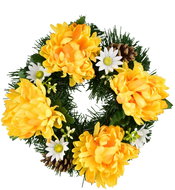 DOMMIO Autumn wreath with yellow chrysanthemums, diameter 20 cm - Wreath