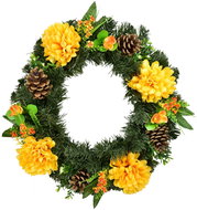 DOMMIO Autumn wreath with chrysanthemums, diameter 35 cm, yellow - Wreath